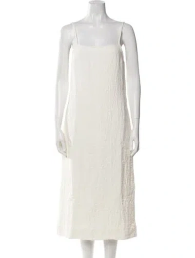 Pre-owned Studio Nicholson Linen Midi Length Dress In White