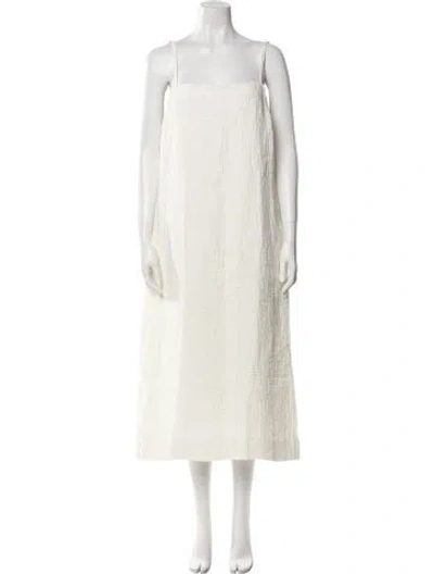Pre-owned Studio Nicholson Linen Midi Length Dress In White