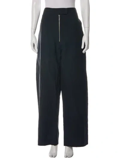 Pre-owned Studio Nicholson Linen Wide Leg Pants In Blue