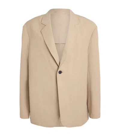 Studio Nicholson Linen-wool Single-breasted Blazer In Beige