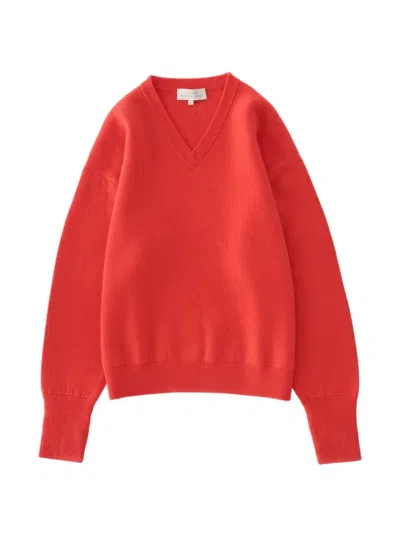 Studio Nicholson Loch V-neck Sweater In Red