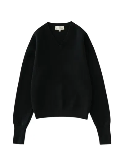 Studio Nicholson Loch V-neck Sweater In Black