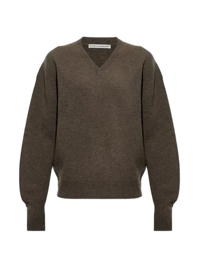 Studio Nicholson Loch V-neck Sweater In Brown