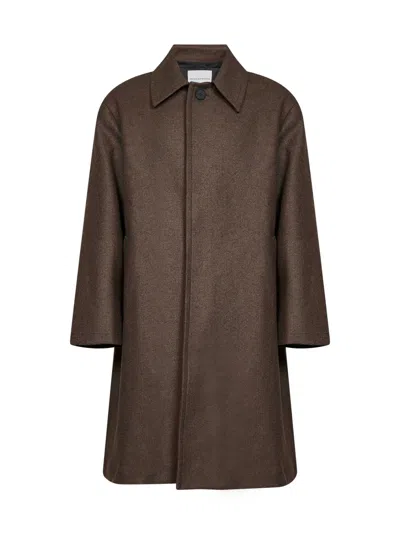 Studio Nicholson Loden Wool-blend Ady Single-breasted Coat In Brown
