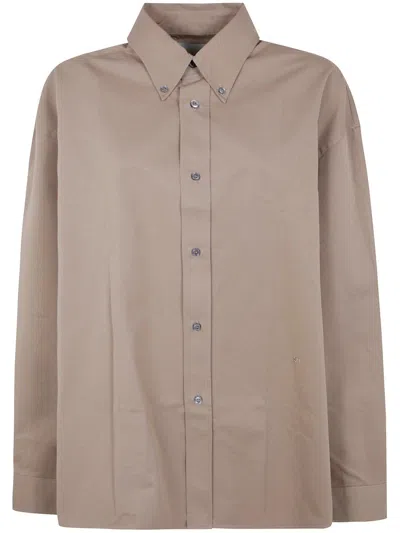 Studio Nicholson Logo Embroidered Long Sleeved Shirt In Nude & Neutrals