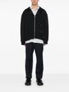 Studio Nicholson Fleece Back Zip Through Hoodie With Logo In Blau