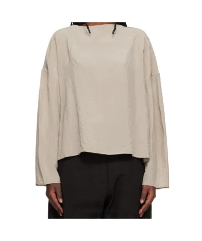 Studio Nicholson Long Sleeve Boxy Top In Neutral