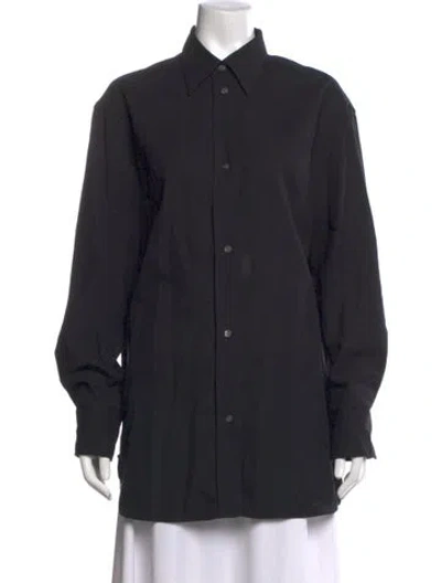Pre-owned Studio Nicholson Long Sleeve Button-up Top In Black