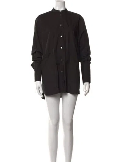 Pre-owned Studio Nicholson Long Sleeve Button-up Top In Black