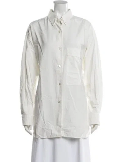Pre-owned Studio Nicholson Long Sleeve Button-up Top In White