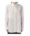 Studio Nicholson Oversized Striped Shirt Chest Pocket In Black White