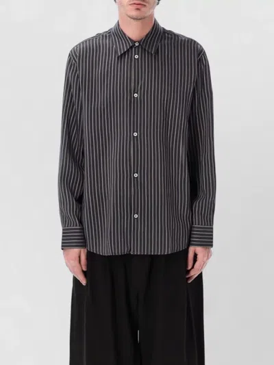 Studio Nicholson Long Sleeve Shirt Vertical Striped Pattern In Black