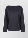 Studio Nicholson Long Sleeve Top Boat Neck Detail In Blue