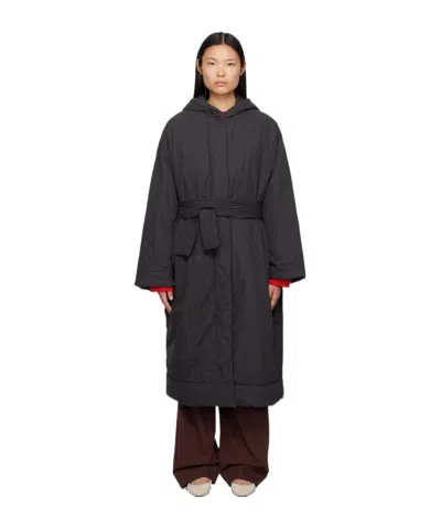Studio Nicholson Long-sleeved Hooded Coat In Black