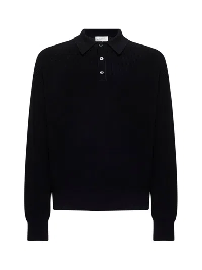 Studio Nicholson Blue Cotton Knit Bourne Polo Shirt In Navy