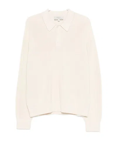 Studio Nicholson Long-sleeved Knitted Polo Shirt In White