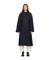 Studio Nicholson Navy Monterry Trench Coat In Black