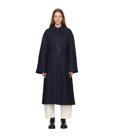 Studio Nicholson Navy Monterry Trench Coat In Darkest Navy