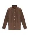 Studio Nicholson Long-sleeved Leather Jacket In Blue