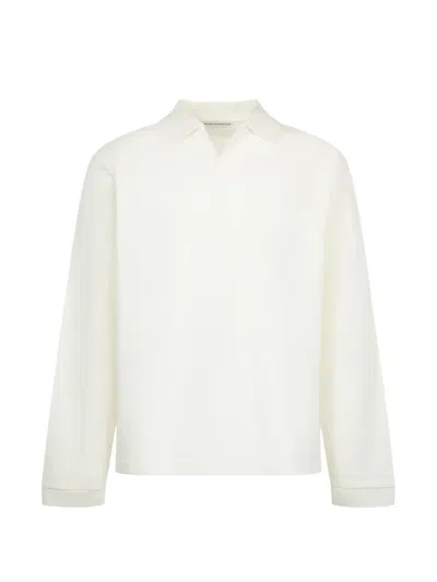 Studio Nicholson Long-sleeved Polo-collar T-shirt In White