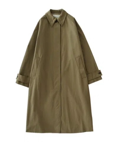 Studio Nicholson Long-sleeved Trench Coat In Green