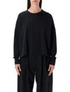 Studio Nicholson Long Sleeve Crew Neck Relaxed Top In Black