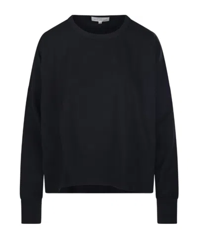 Studio Nicholson Black Crewneck Long Sleeve T-shirt In Navy