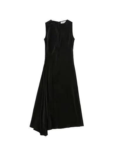 Studio Nicholson Lorne Asymmetric-hem Maxi Dress In Black