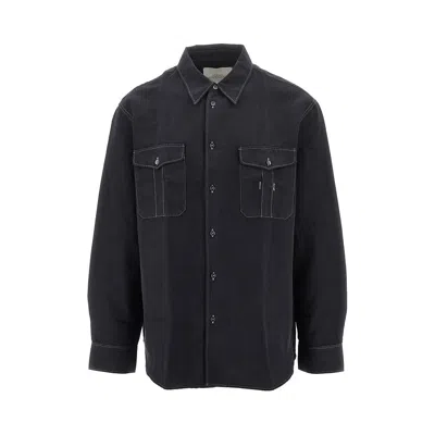 Studio Nicholson 'louro' Cotton And Linen Shirt In Black