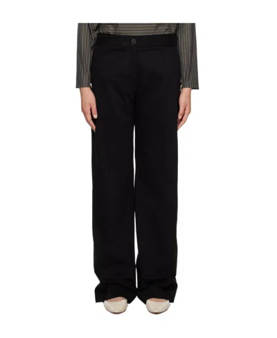 Studio Nicholson Low-waist Button Casual Pants In Black