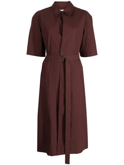 Studio Nicholson Lugana Wrapover Shirtdress In Braun