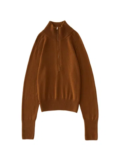 Studio Nicholson Maren Half-zip Sweater In Brown