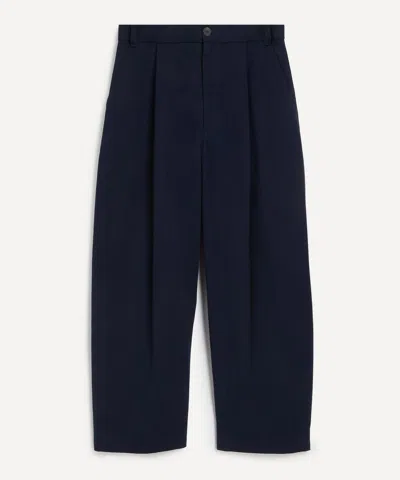 Studio Nicholson Mens Sorte High-waisted Trousers In Blue