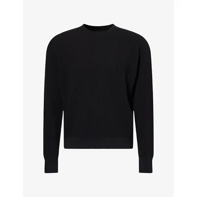Studio Nicholson Mens  Crew-neck Rib-knit Cotton Jumpers In Black