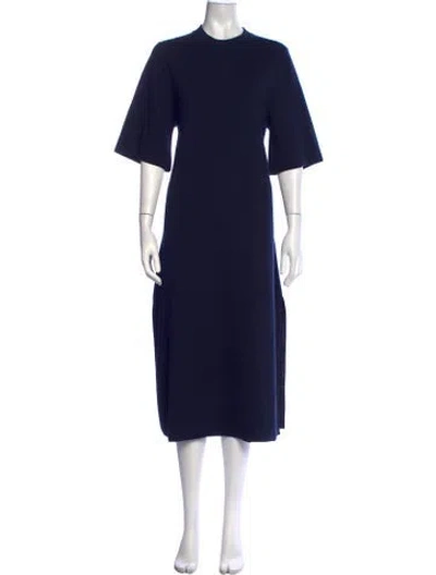 Pre-owned Studio Nicholson Merino Wool Midi Length Dress In Blue