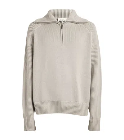 Studio Nicholson Merino Wool Quarter-zip Sweater In Neutral