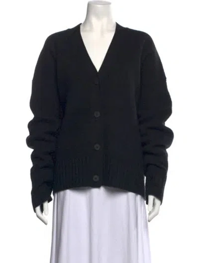 Pre-owned Studio Nicholson Merino Wool V-neck Sweater In Blue