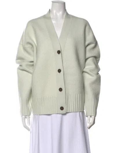 Pre-owned Studio Nicholson Merino Wool V-neck Sweater In Green
