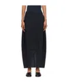Studio Nicholson Navy Beni Midi Skirt In Blue