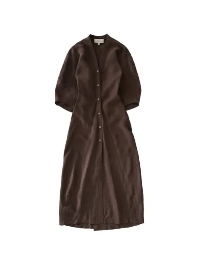 Studio Nicholson Midi Yosha Banana-curve Dress In Brown