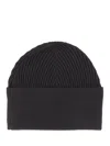 Studio Nicholson Ribbed Texture Folded Cuff Hat In Black