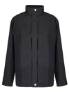 Studio Nicholson Military-inspired Black Multi-pocket Jacket With High Collar In Black