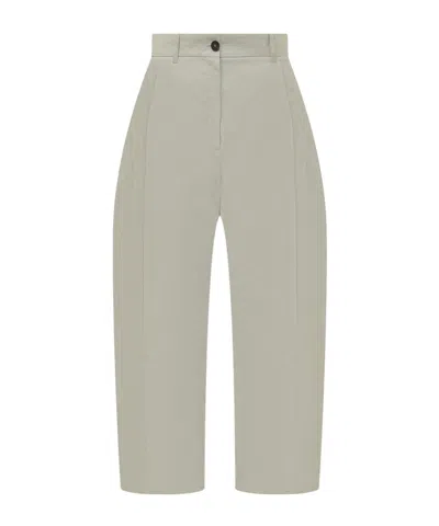 Studio Nicholson Curved Hem Mini Trousers With Pleats In Gray