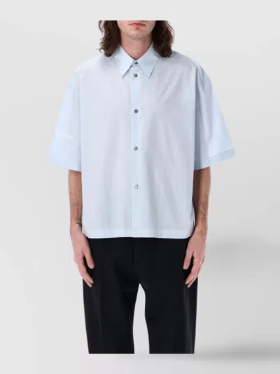 Studio Nicholson Mm Organic Cotton Short Sleeves Shirt In Blue