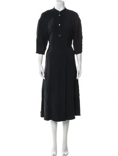 Pre-owned Studio Nicholson Mock Neck Midi Length Dress In Blue