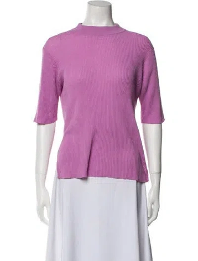 Pre-owned Studio Nicholson Mock Neck Three-quarter Sleeve Top In Purple