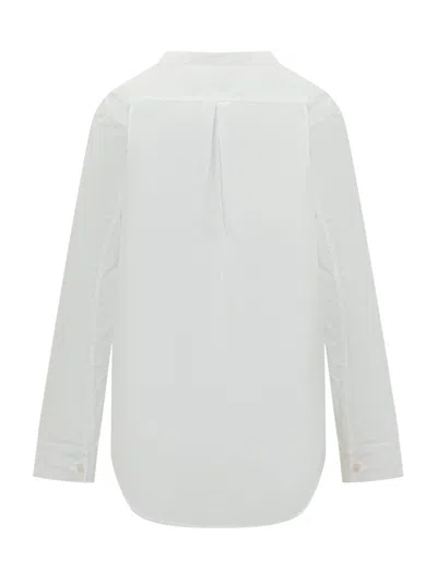 Studio Nicholson Modern Fit Shirt With V-neck In Optic White