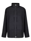 Studio Nicholson Military-inspired Black Multi-pocket Jacket With High Collar In Black