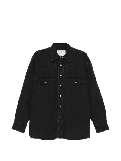 Studio Nicholson Black Denim Shirt With Enamelled Buttons