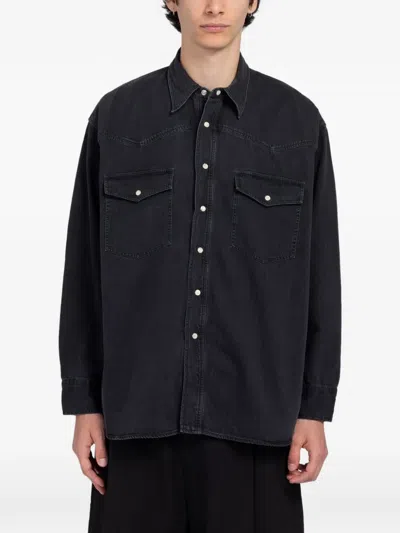 Studio Nicholson Mylo Western-yoke Denim Jacket In Black